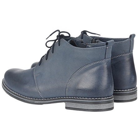 Botki damskie wiązane marki Syrena SST 4000 granatowe