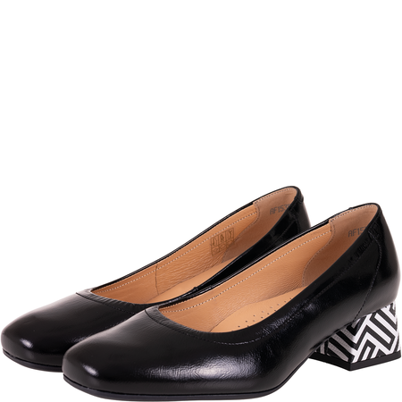 Czółenka damskie skórzane Syrena SPU 1535 czarny labirynt