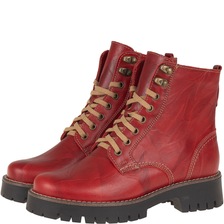 Botki damskie Syrena SST 4096 czerwone - skóra naturalna