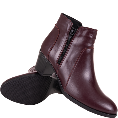 Komfortowe botki damskie Syrena SE 404 bordowe skóra
