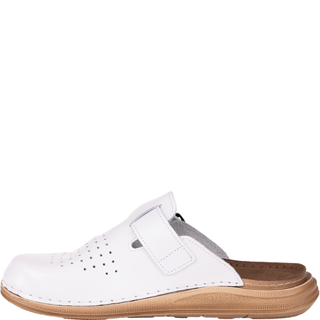 Białe klapki męskie Inblu VE0002KU skórzane sanitarne z klamrą