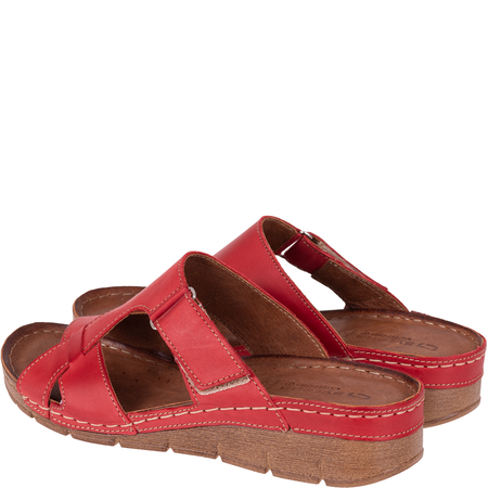 Klapki skórzane damskie marki Syrena SST 908/K czerwone