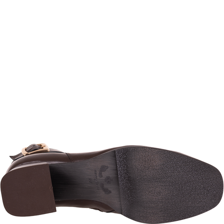 Skórzane botki na obcasie - Syrena SGO 1978 czekolada