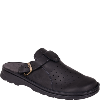 Klapki męskie Syrena SH 812 czarne skóra naturalna