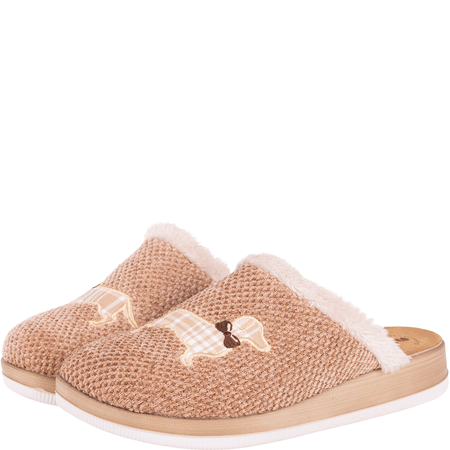 Beżowe kapcie damskie Inblu CT000042 ze skórzaną wkładką