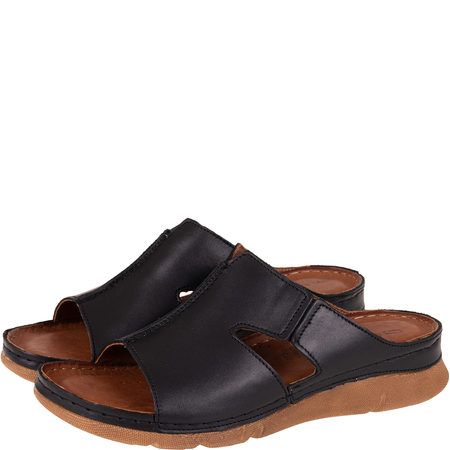 Klapki damskie Syrena SST 925 czarne - skóra naturalna