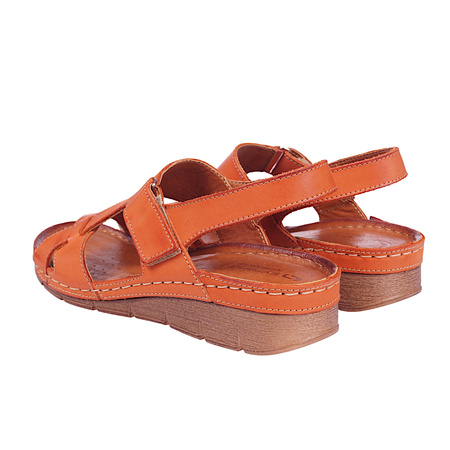 Pomarańczowe sandały damskie skórzane SYRENA SST 908