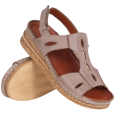 Sandały skórzane damskie Syrena SST 962 cappuccino