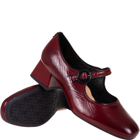 Czółenka skórzane Syrena SPU 1490V wiśniowe lakierowane