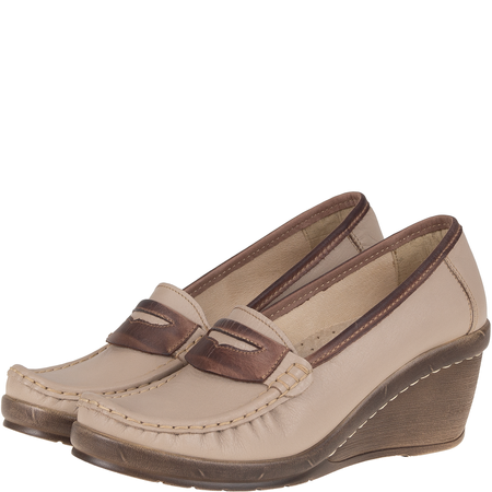 Półbuty damskie na koturnie Syrena SST 1593/50 beż-cacao