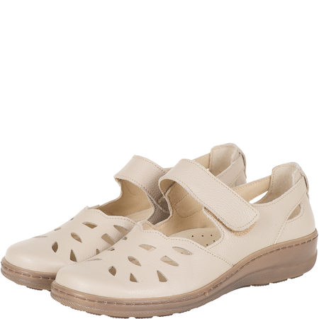 Syrena SH 4043 ecru - półbuty skórzane damskie na wiosnę