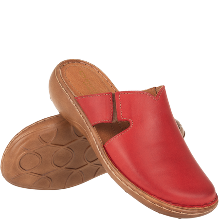 Klapki damskie skórzane Syrena SST 664 w kolorze czerwonym