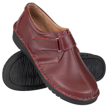 Półbuty damskie na rzepy SOT 069/M bordowe marki Syrena