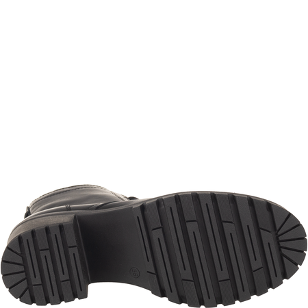 Czarne botki na słupku Syrena SST 4101 – skórzane, 7 cm