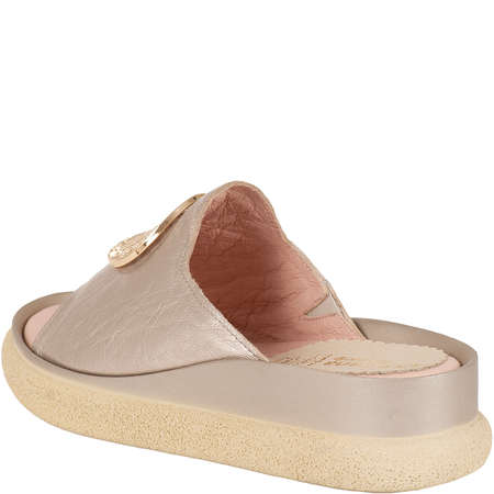 Klapki damskie na platformie Syrena SLA 983/M szampan, skóra