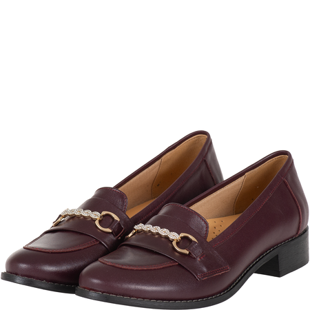 Mokasyny damskie Syrena SE P-287 bordowe skóra licowa