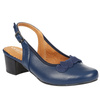 Skórzane sandały na koturnie Syrena SWB 556 granatowe