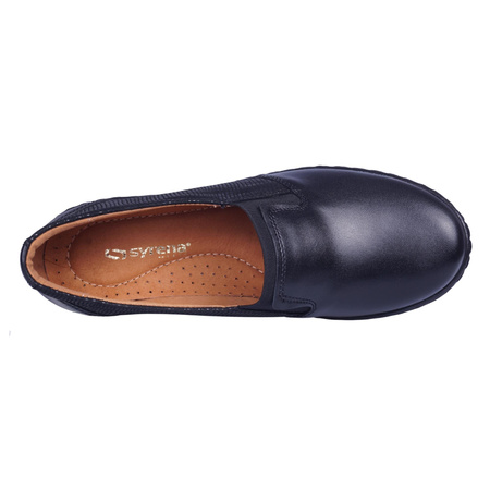 Komfortowe półbuty damskie skóra naturalna SWB 22191 czarne SYRENA