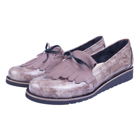 Mokasyny damskie półbuty skórzane wsuwane SYRENA SK 221950/0 beżowe