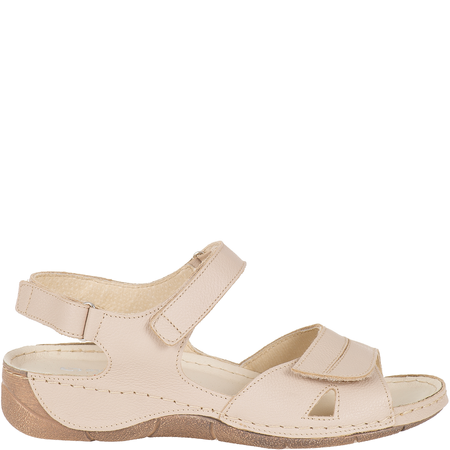 Skórzane sandały damskie na rzepy Syrena SH 106 ecru