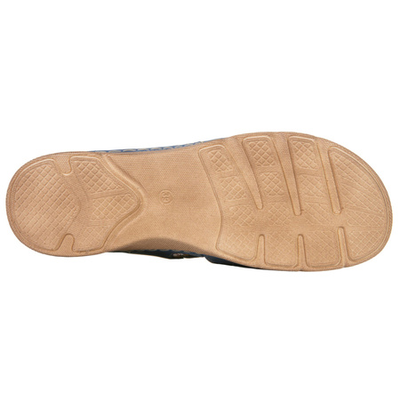 Klapki damskie Syrena SST 925 niebieskie skóra naturalna