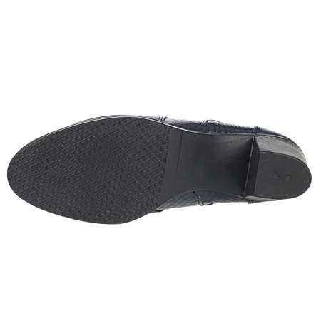 Komfortowe botki damskie Syrena SE 404 - granatowe skóra