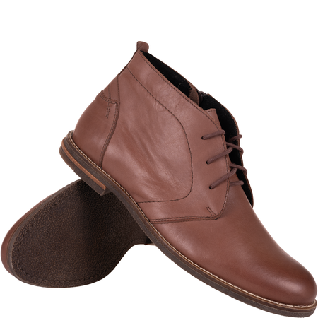 Trzewiki męskie Syrena SST 176 brązowe - skóra naturalna