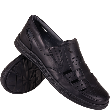 Czarne półbuty męskie Syrena SI 414-774 skóra naturalna