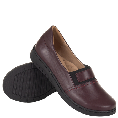 Półbuty damskie wsuwane skórzane Syrena SE 0030 bordowe