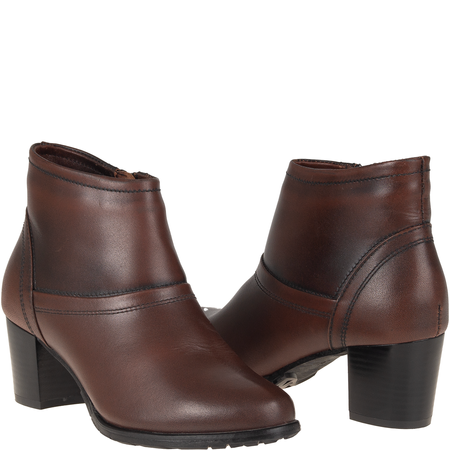 Botki damskie Syrena K-246 brązowe, skóra, komfort i styl
