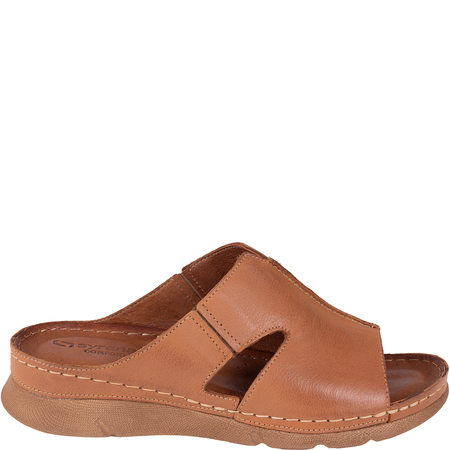 Klapki damskie Syrena SST 925 rude skóra naturalna