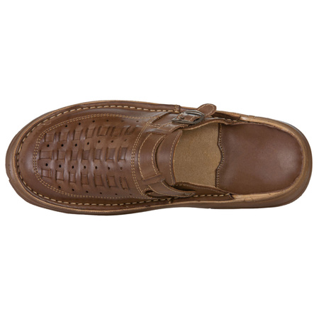 Klapki męskie skórzane Syrena SST SST 056/360 oliwka