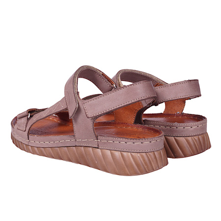 Sandały damskie skórzane na rzep w kolorze cappuccino Syrena SST 907