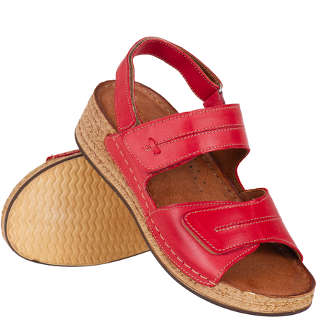 Sandały skórzane damskie marki Syrena SST 993 czerwone