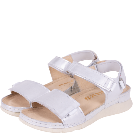 Sandały skórzane damskie marki Syrena SST 990 biało-srebrne