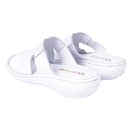 Klapki damskie skórzane SYRENA SST 22663 białe