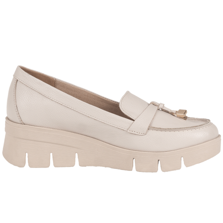 Półbuty na koturnie damskie skórzane beżowe - Syrena SE P261A