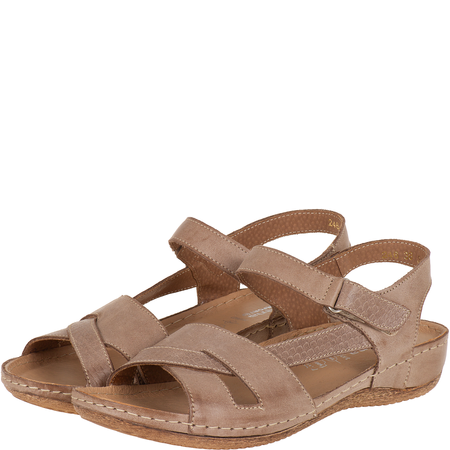 Skórzane sandały damskie marki Syrena SH 246 beżowe