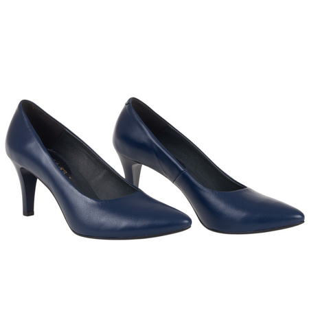 Czółenka na obcasie granatowe skórzane marki Syrena SWB 180