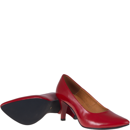 Czółenka na obcasie czerwone skórzane marki Syrena SWB 180