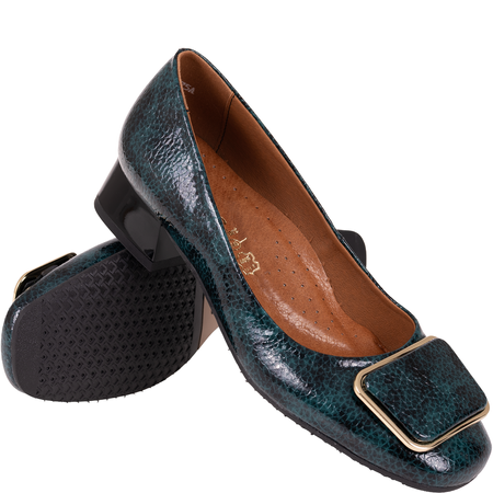 Czółenka skórzane Syrena SGO 2071 Horasan zielone