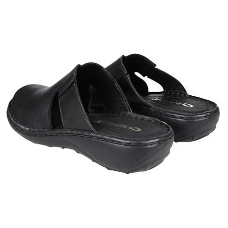 Klapki damskie skórzane zakryte SYRENA SST 22664 czarne