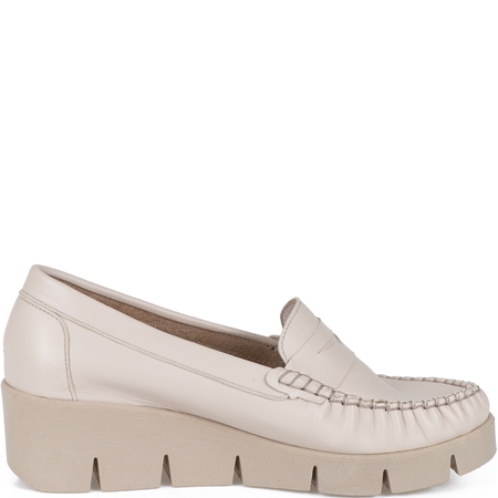 Skórzane mokasyny damskie Syrena SLA 989 kremowe