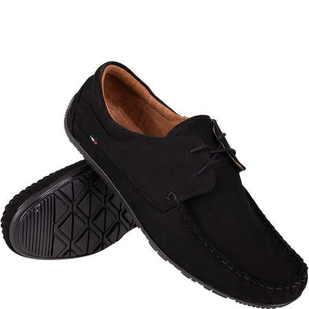 Mokasyny męskie Syrena SI 361A-136-2 czarne zamszowe