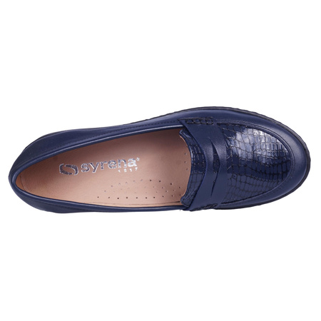 Skórzane półbuty marki Syrena SE 220053A w kolorze granatowym