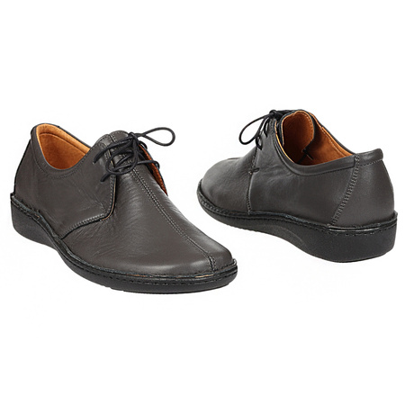 Półbuty damskie skórzane wiązane Syrena SWB 160 popiel