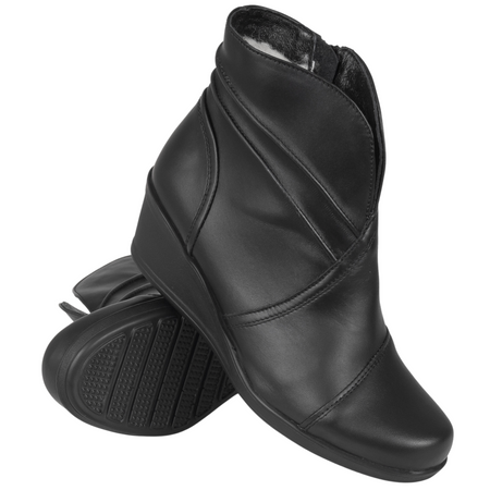 Botki damskie zimowe skórzane Syrena SE 3033 czarne