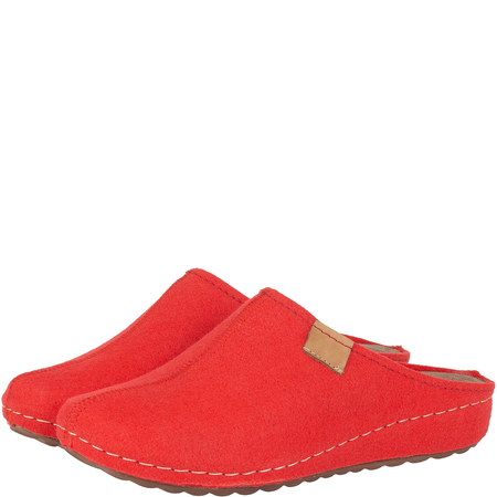 Kapcie damskie Syrena SH 104 czerwone z wkładką skórzaną