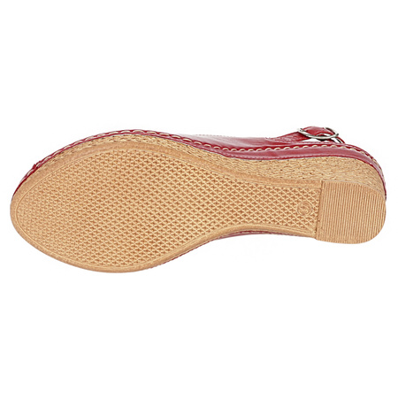 Skórzane sandały na koturnie SYRENA SWB 535 malina