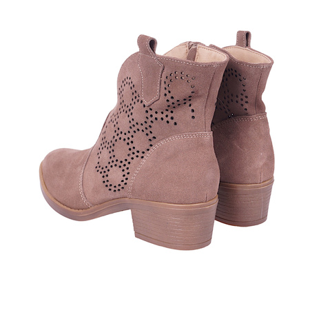 Kowbojki damskie zamszowe skóra naturalna Syrena SOP 612 ziemia